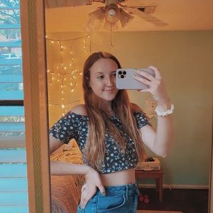 grey floral crop top